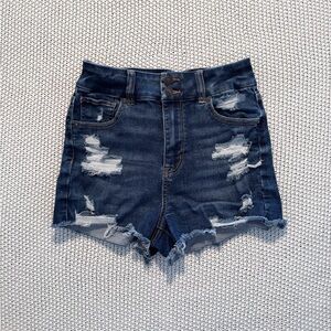 American Eagle Next Level Stretch Distressed Blue Denim Shorts